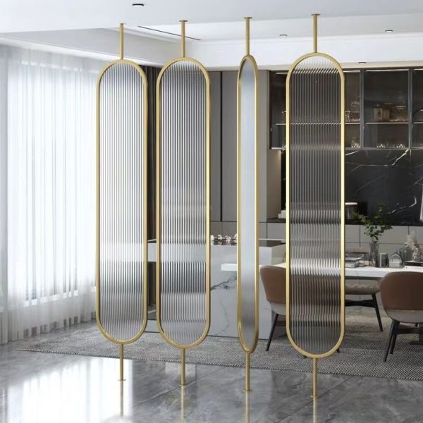 Subareas Screens Room divider Entrance Rotatable Glass Screen Metal Occlusion Partition